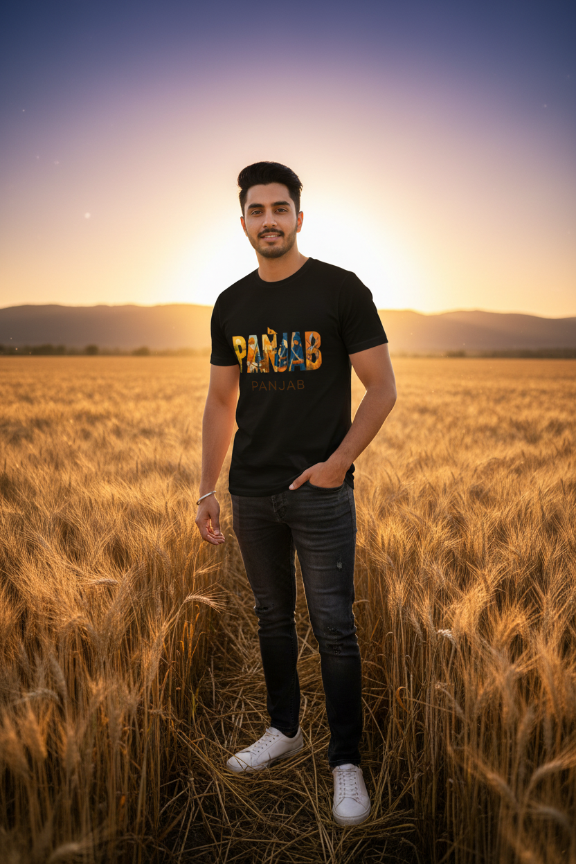 Black tee wheat field