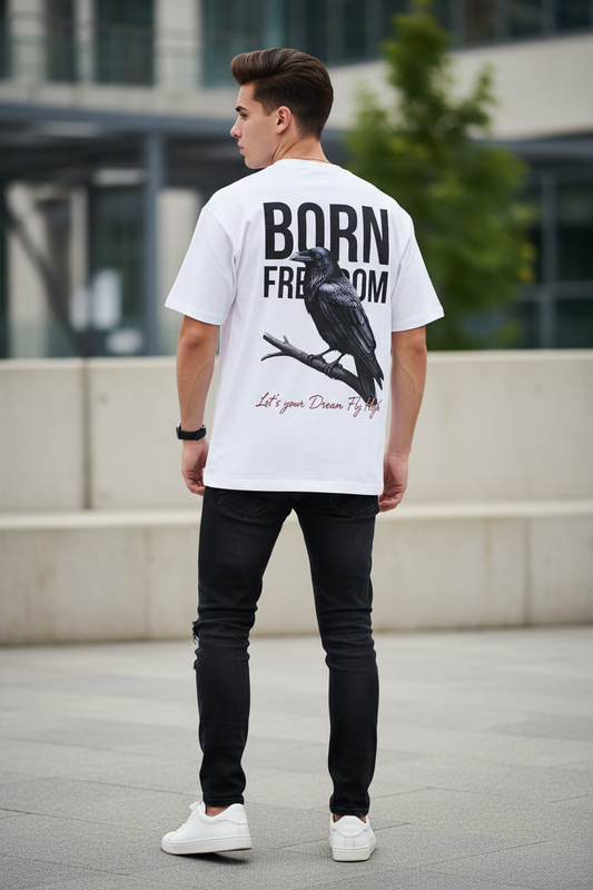 Born Freedom White Tee Model Mockup