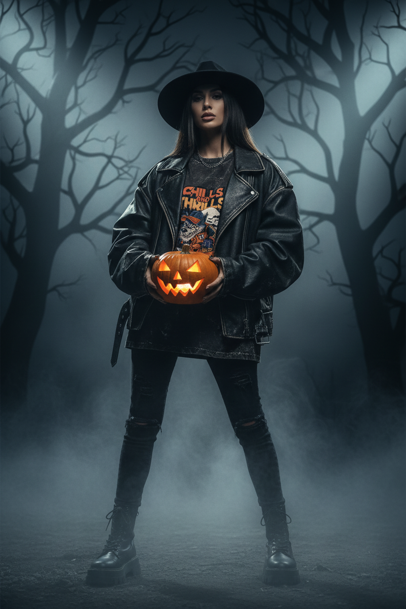 Brown tee haunted forest