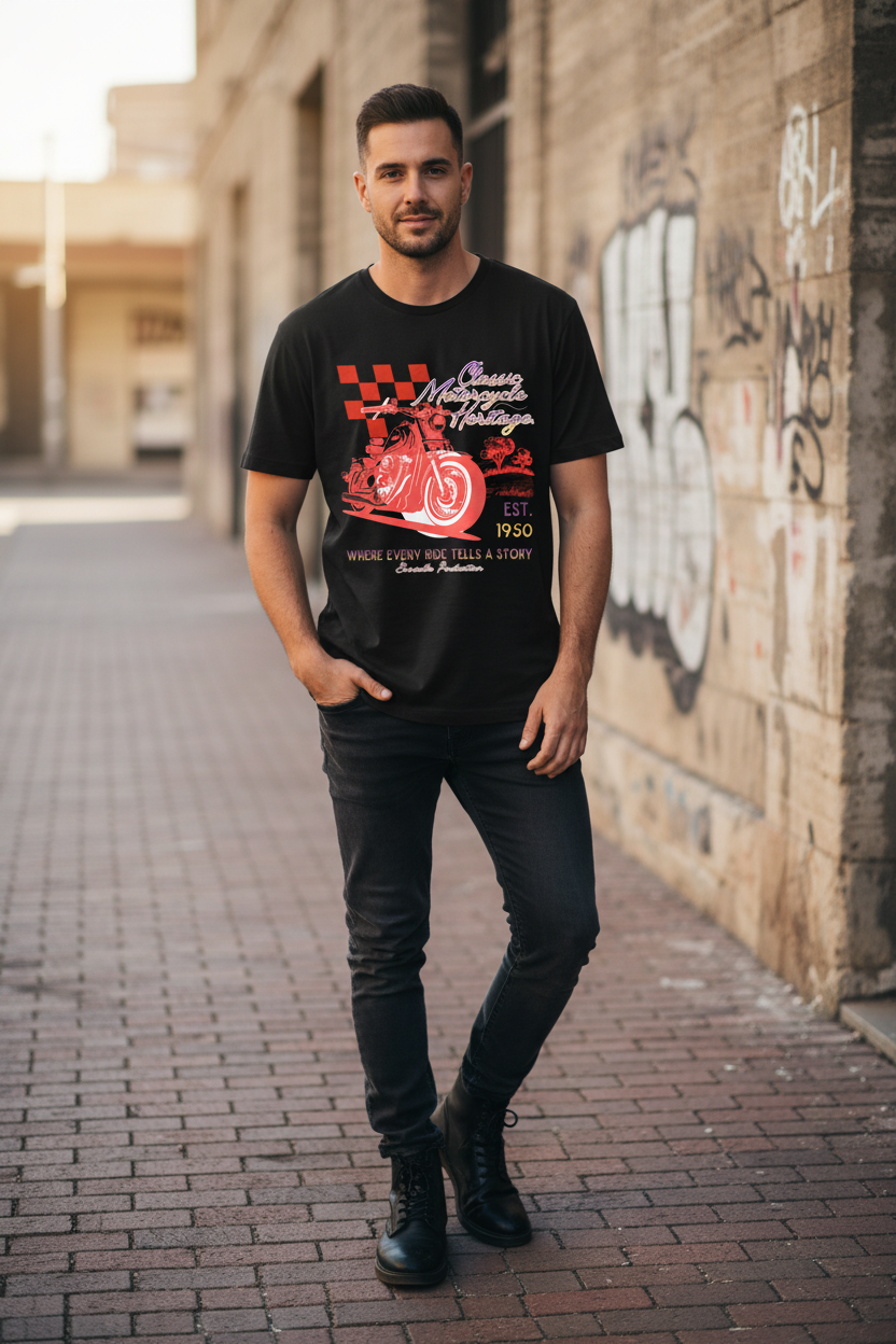 Classic Motorcycle Black T-shirt