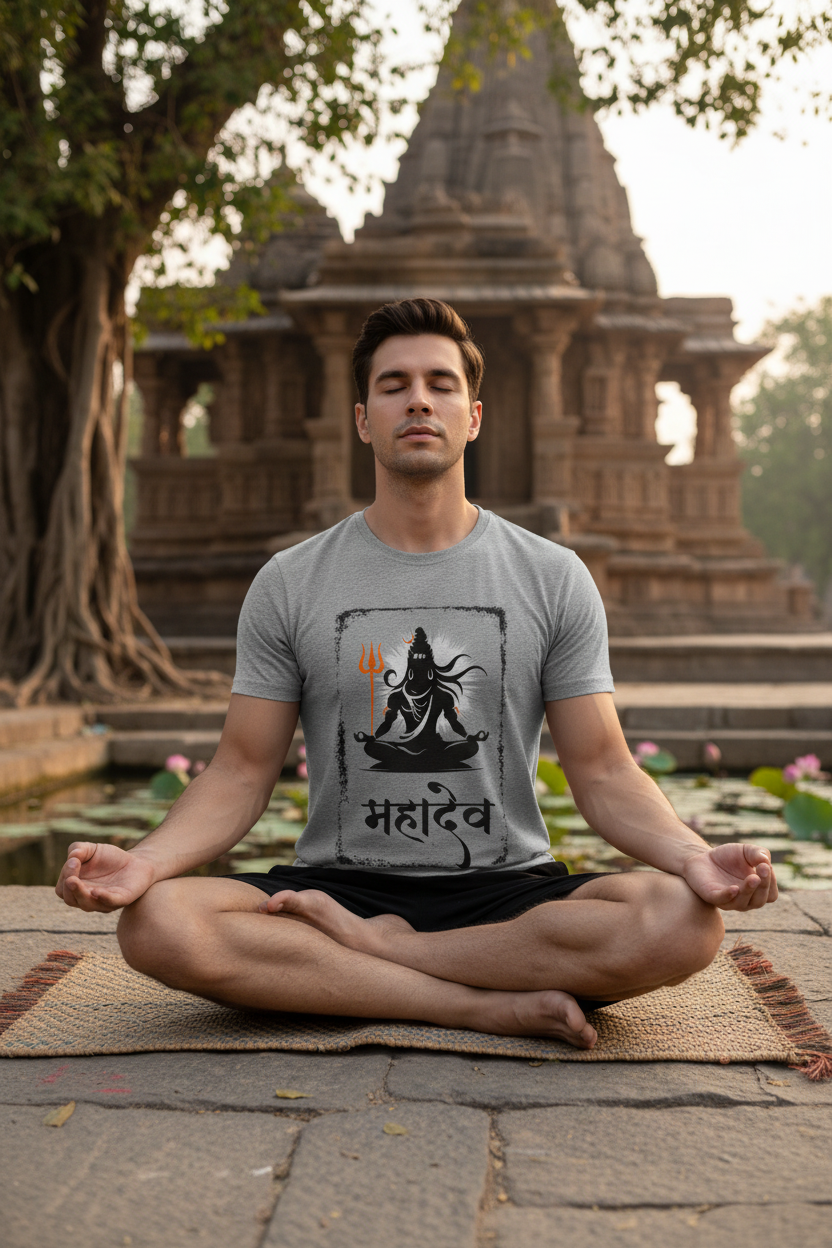 Mahadev Grey Men T-shirt