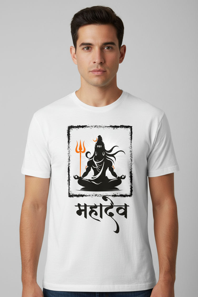 Mahadev Men White T-shirt