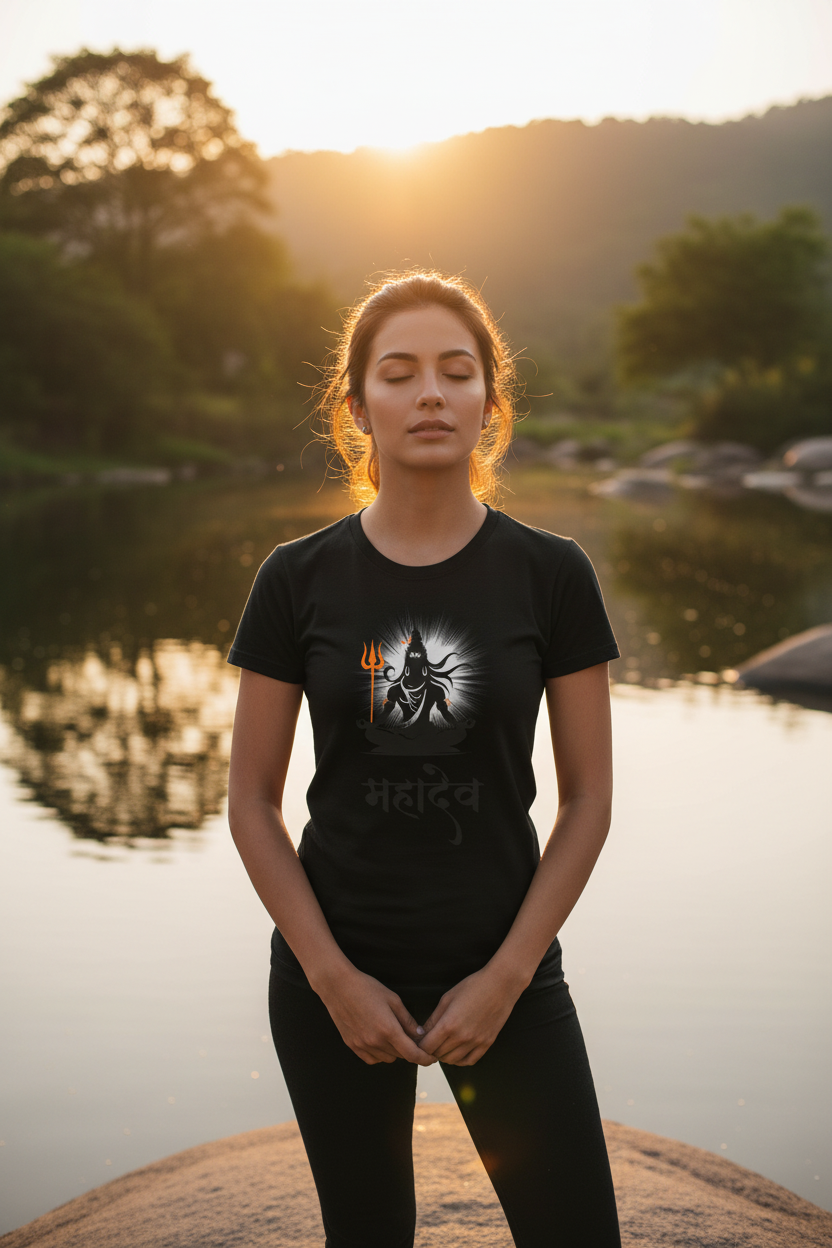 Mahadev Women Black T-shirt