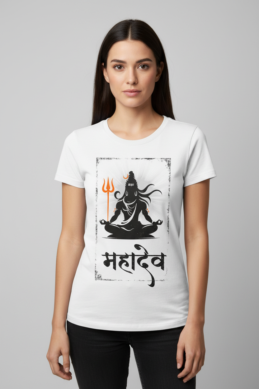 Mahadev Women White T-shirt
