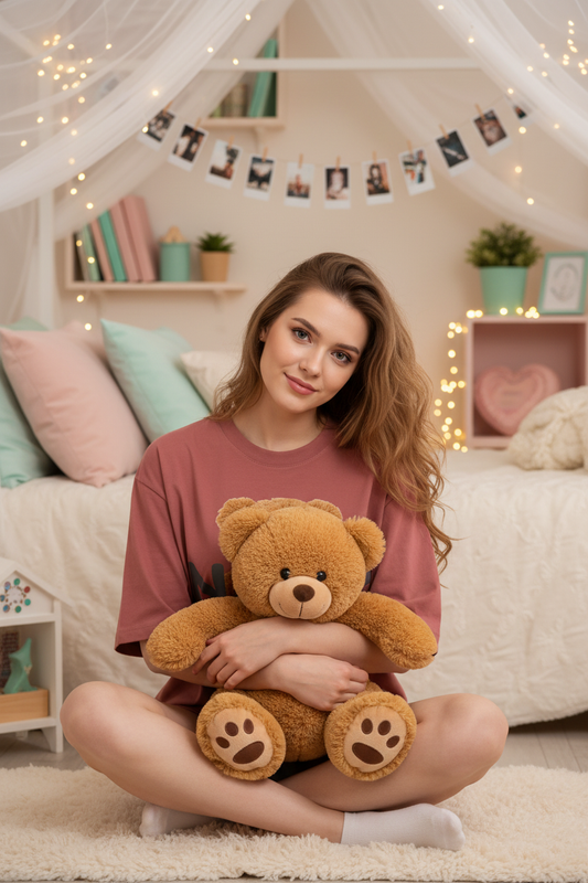 Pink tee cozy bedroom