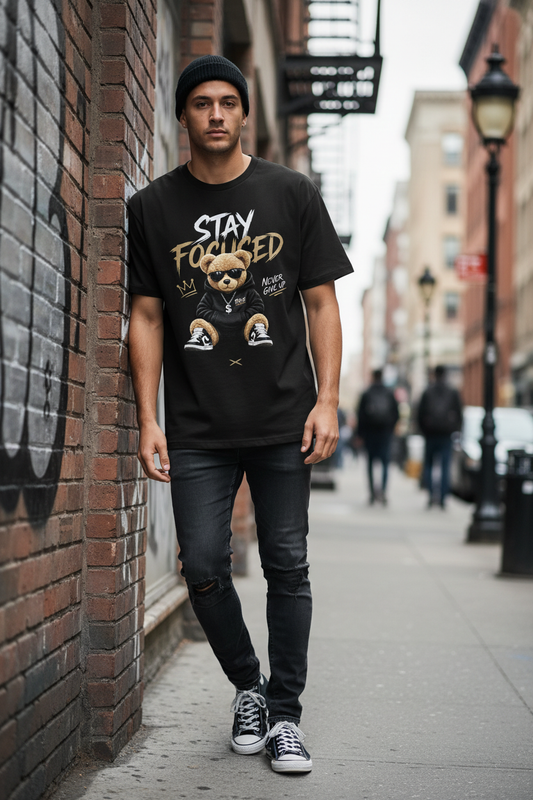 Stay Focused Tee – Male Model Black