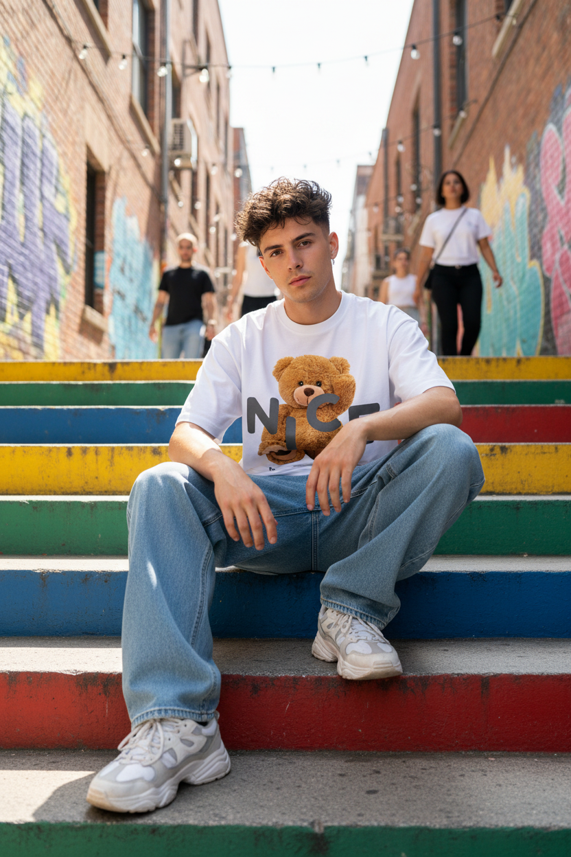 White tee urban male